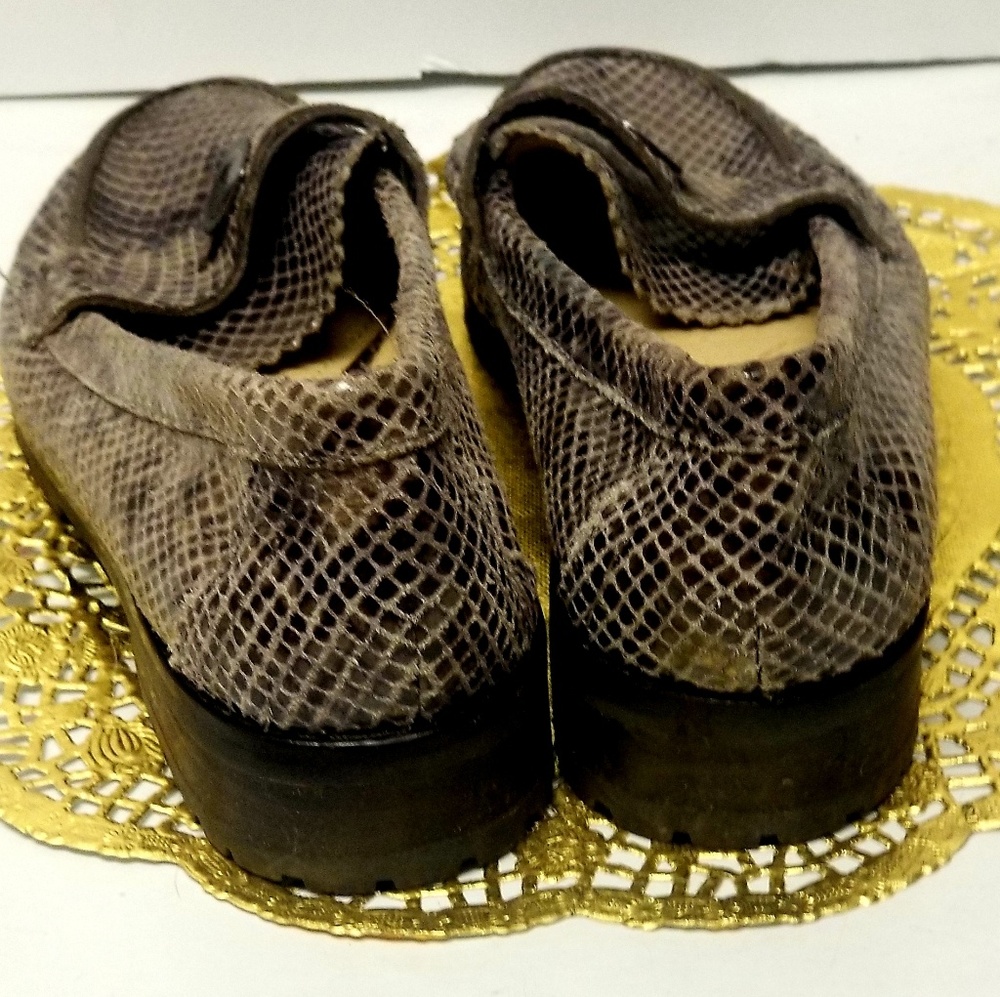 Coach Palmer Flint Gray Sand Snake Leather Loafers - Picture 4 of 8